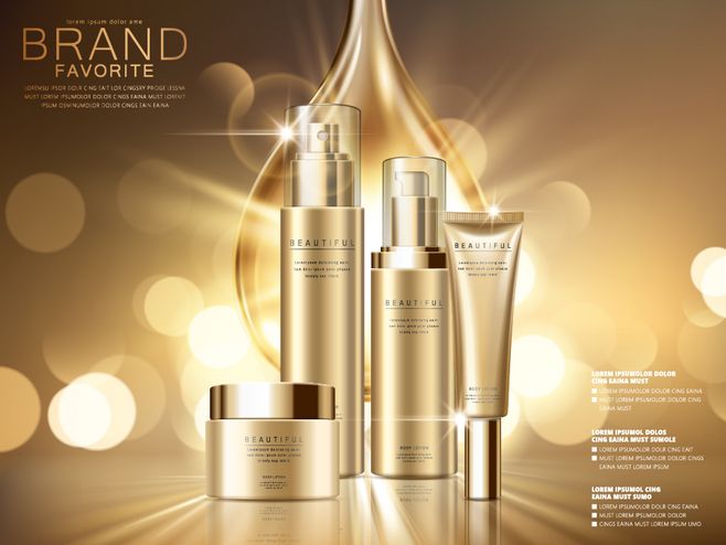 金色華彩 海外高端化妝品護膚品的奢華海報藝術(shù)